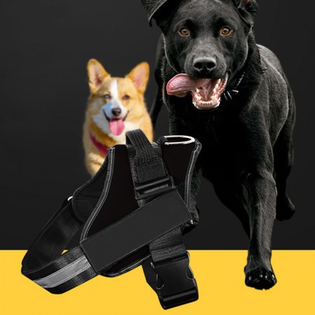 Meidong Dog Harness, Easy On and Off Pet Vest Harness, 3M Reflective Breathable and Easy Adjust Pet Halters with Nylon Handle for Small Medium Large Dogs - No More Pulling, Tugging or Choking